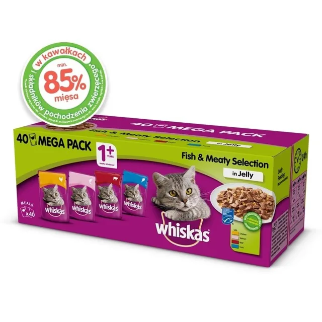 WHISKAS Adult krmivo pro dospělé kočky v želé 40x85g