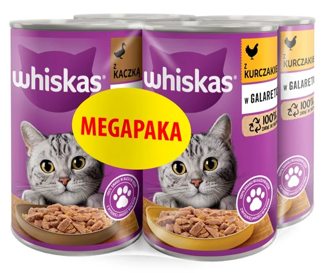 WHISKAS Adult Mix příchutí s kuřetem a kachnou v želé 4x400 g pro dospělé kočky