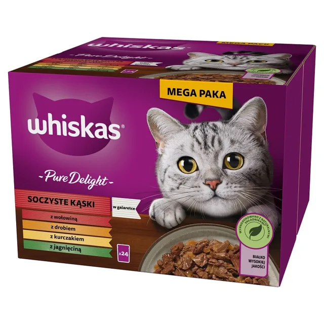WHISKAS Adult Pure Delight Šťavnaté kousky v želé 24x85g
