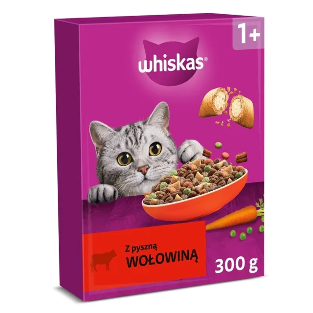 WHISKAS Adult s chutnou hovězinou 300 g granule pro kočky