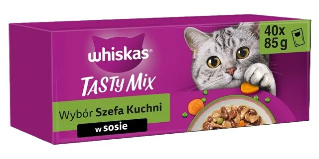 WHISKAS Adult Tasty Chef's Choice Mix 4 x 40x85 g kompletní krmivo pro dospělé kočky v omáčce 3+1 ZDARMA