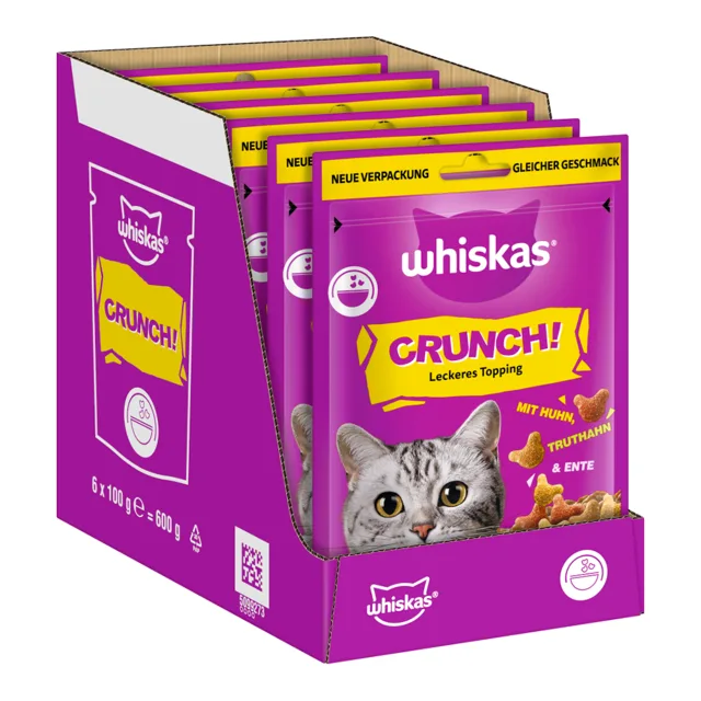 Whiskas Crunch s kuřecím, krůtím a kachním - 6 x 100 g