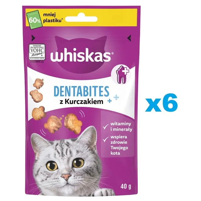 WHISKAS Dentabites 6x40 g zubní pamlsek pro dospělé kočky