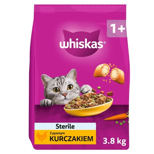 WHISKAS granule s lahodným kuřetem 3,8 kg pro kočky