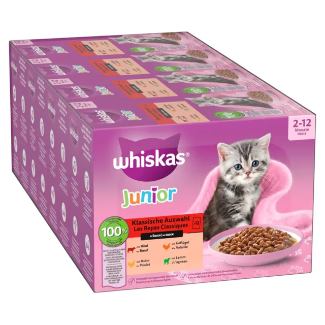 Whiskas Junior Jumbopack kapsičky 144 x 85 g - klasický výběr v omáčce