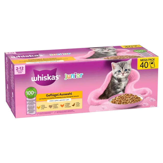 Whiskas Junior kapsičky 40 x 85 g - Drůbeží v želé (4 druhy)