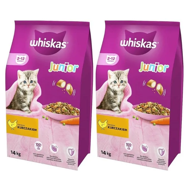 WHISKAS Junior s kuřecím 2x 14kg