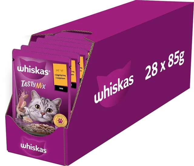 WHISKAS kapsičky pro dospělé kočky 28x85g krmivo v omáčce s jehněčím a krůtím masem