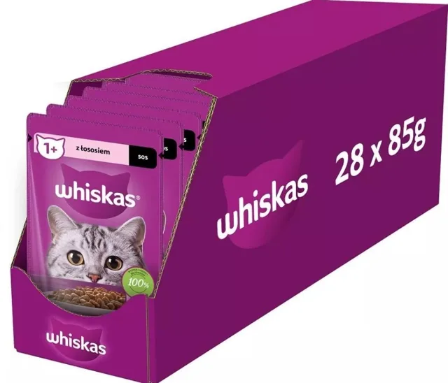WHISKAS kapsičky pro dospělé kočky 28x85g krmivo v omáčce s lososem
