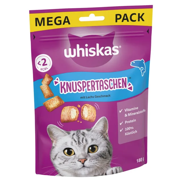 Whiskas Křupavé taštičky  - Výhodné balení: Losos (2 x 180 g)