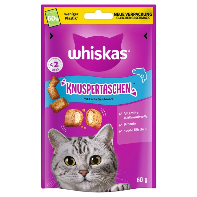 Whiskas Křupavé taštičky  - Výhodné balení: Losos 6 x 60 g