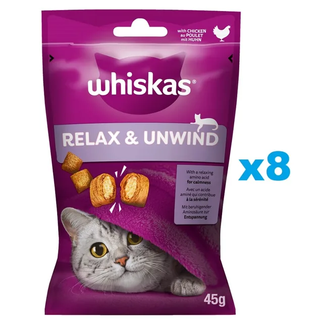 WHISKAS Relax a odpočinek 8 x 45 g pamlsek s kuřecím masem pro kočky