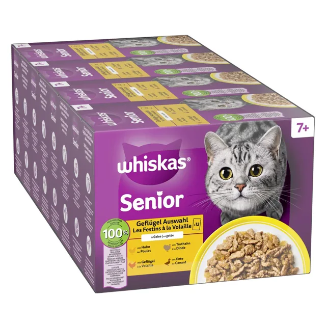 Whiskas Senior kapsičky jumbo balení 96 x 85 g - 7+ drůbeží výběr v želé (85 g)