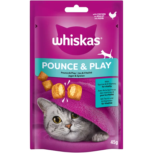 Whiskas Snacks Pounce & Play - kuřecí (8 × 45 g)
