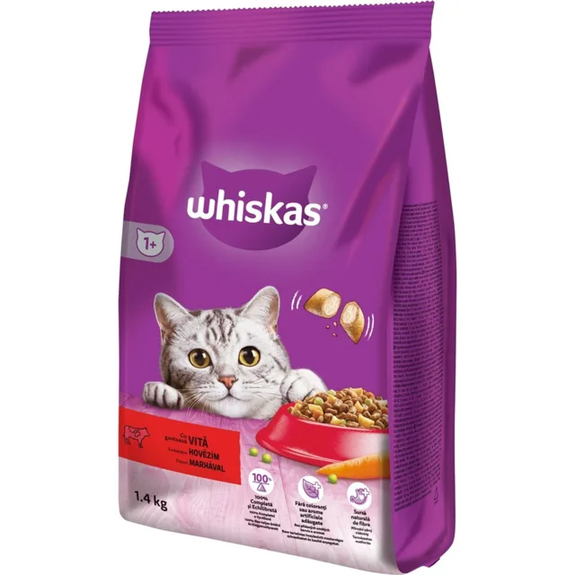 Whiskas Suché Hovězí - 1,4kg
