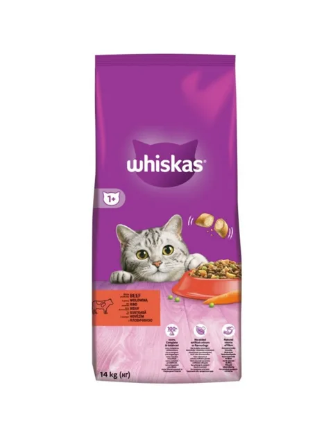Whiskas Suché Hovězí - 14kg