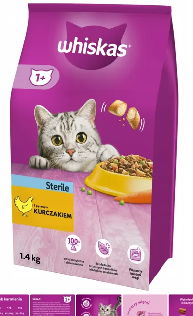 Whiskas Suché Sterile Kuřecí - 1,4kg