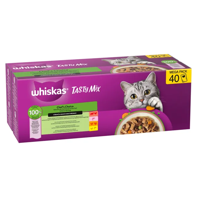 Whiskas Tasty Mix 40 x 85 g - Chef's Choice in Sauce (4 druhy)