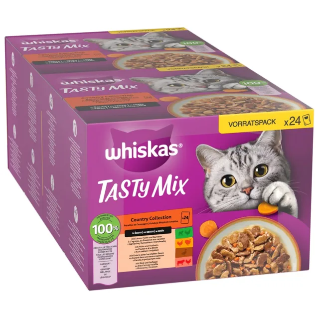 WHISKAS TASTY MIX kapsičky 96 x 85 g - Country Collection v omáčce