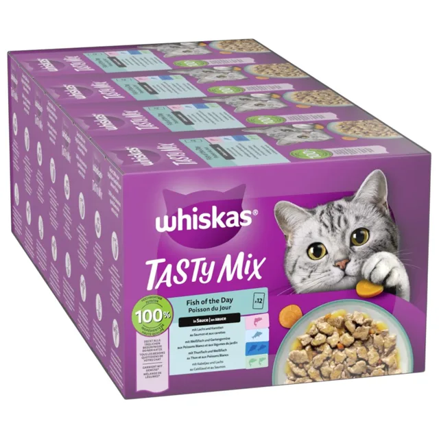 WHISKAS TASTY MIX kapsičky 96 x 85 g - Fish of the Day v omáčce