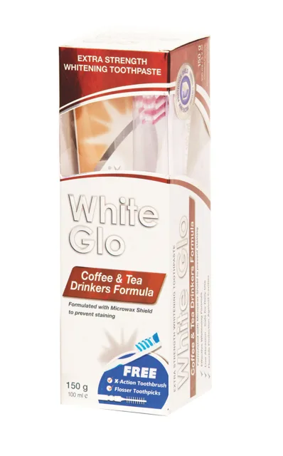 White Glo Coffee &Tea Drinkers Formula bělicí zubní pasta 150 g + kartáček