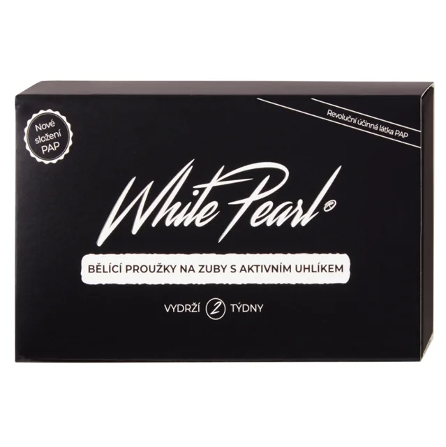 WHITE PEARL Bělící proužky na zuby s aktivním uhlíkem Charcoal 28 kusů