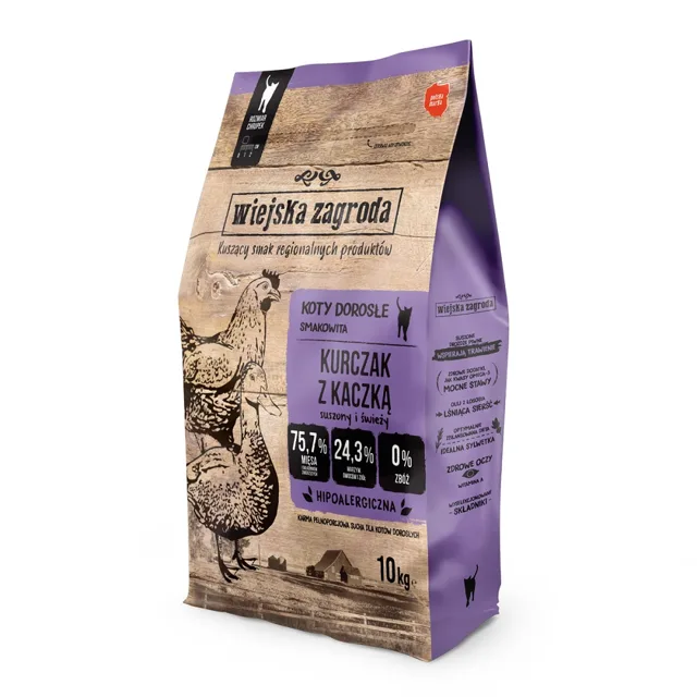 WIEJSKA ZAGRODA Cat Kuře a Kachna 10 kg