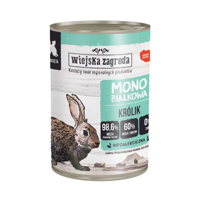 Wiejska Zagroda Cat Monoprotein 12 x 400 g - křepelka