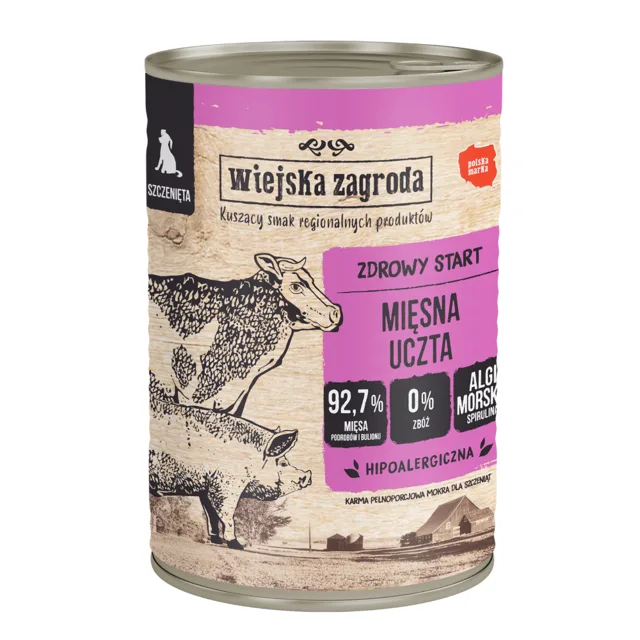 Wiejska Zagroda Dog 6 x 400 g - krůtí a jehněčí