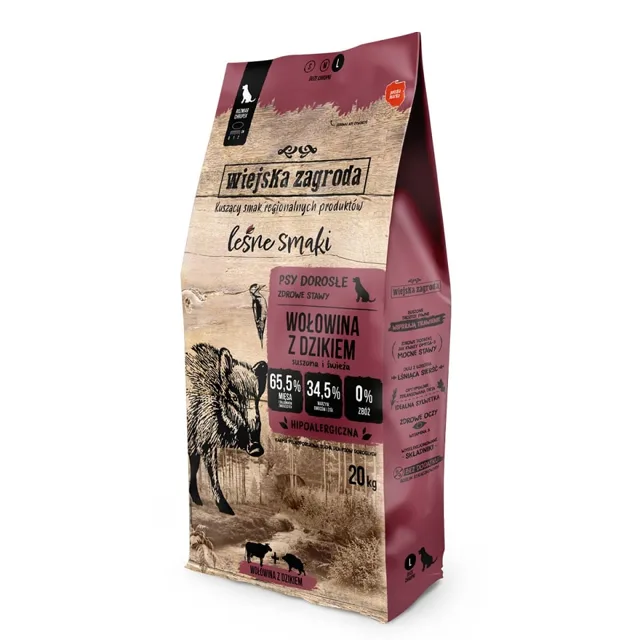 WIEJSKA ZAGRODA Forest Flavours Hovězí s kančími křupkami L 20kg