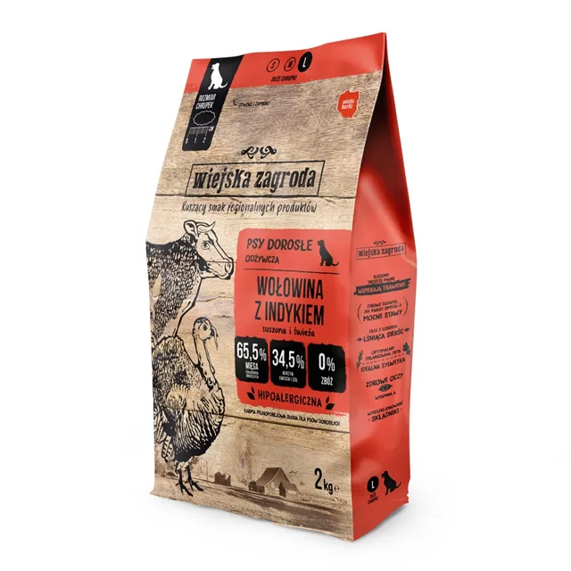 WIEJSKA ZAGRODA Hovězí a krůtí krmivo pro psy L 2 kg