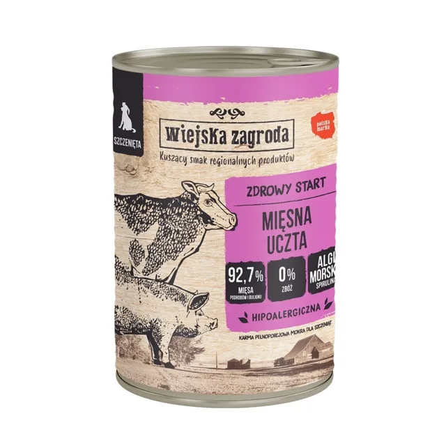 WIEJSKA ZAGRODA hovězí konzerva pro štěňata 400 g