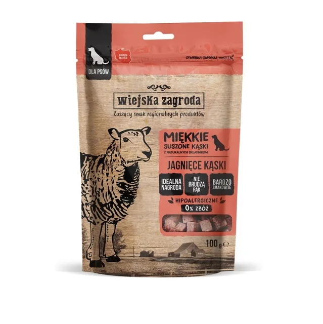 WIEJSKA ZAGRODA Jehněčí kousky 100 g pamlsky pro psa