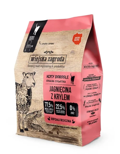WIEJSKA ZAGRODA Jehněčí s krillem krmivo pro kočky 400 g