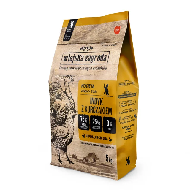 Wiejska Zagroda Kitten s krůtím a kuřecím - 5 kg