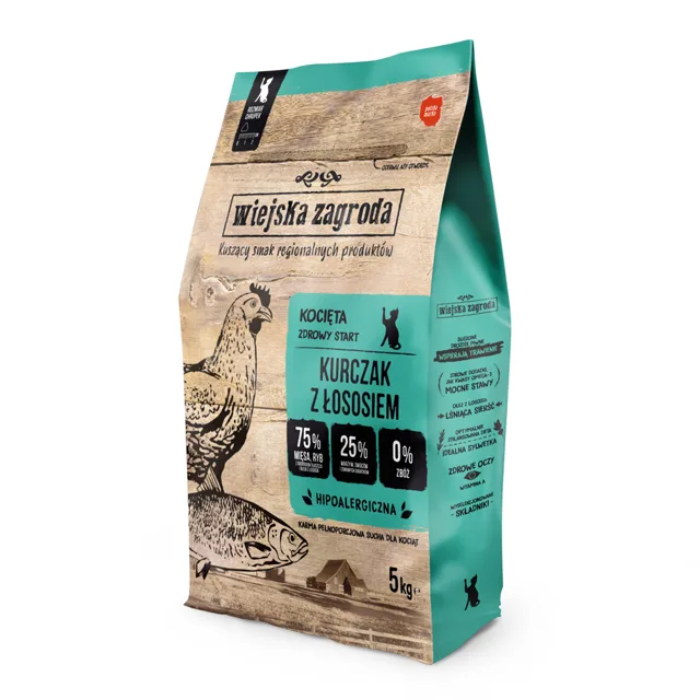Wiejska Zagroda Kitten s kuřecím a lososem - výhodné balení: 2 x 1,6 kg