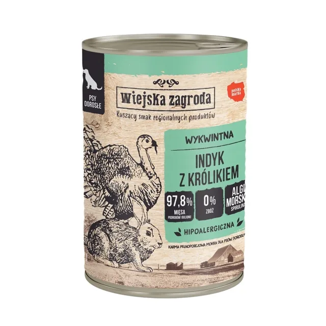 WIEJSKA ZAGRODA Krůta s králíkem, krmivo pro psy 400 g