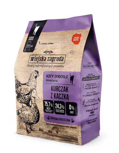 WIEJSKA ZAGRODA Kuřecí s kachnou krmivo pro kočky 400 g