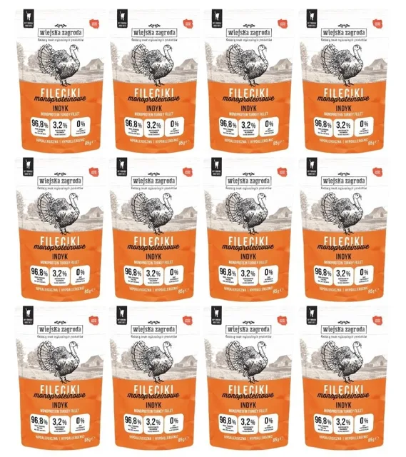 WIEJSKA ZAGRODA Mokré krmivo pro kočky s krůtími filety 12x85 g