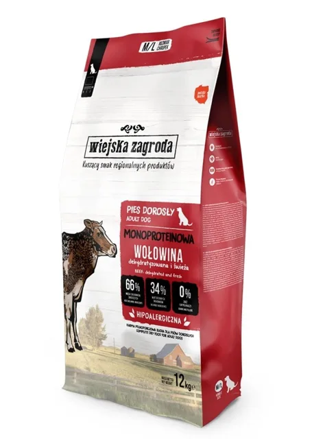 WIEJSKA ZAGRODA Monoprotein Hovězí M/L 12 kg