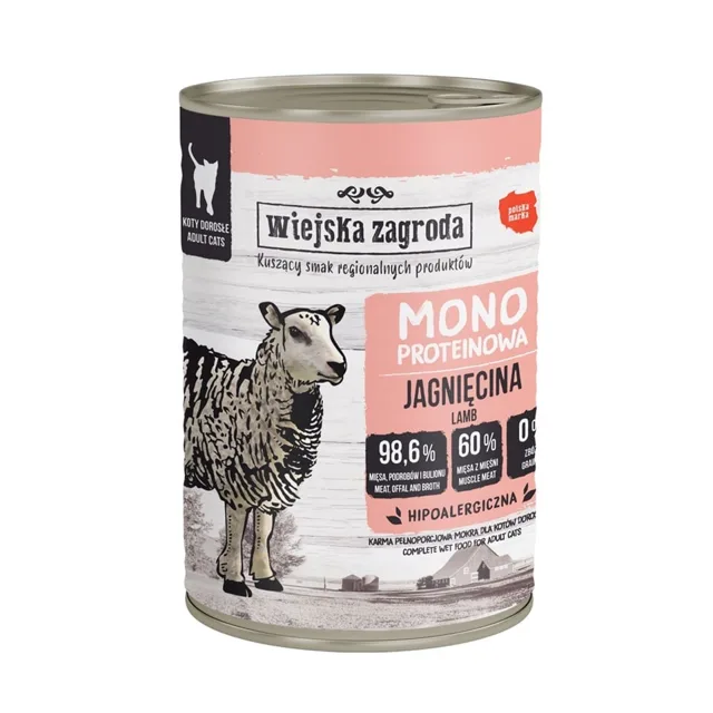 WIEJSKA ZAGRODA Monoprotein Jehněčí krmivo pro kočky 400 g