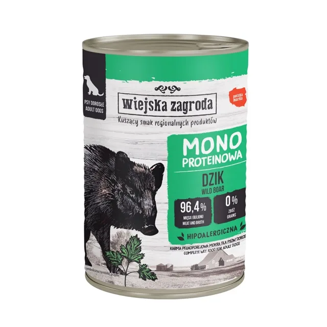 WIEJSKA ZAGRODA Monoproteinová divočina, krmivo pro psy 400 g