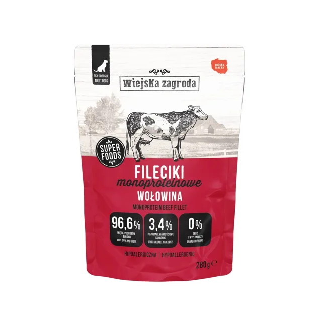 WIEJSKA ZAGRODA Monoproteinové filé Hovězí 280 g mokré krmivo pro psy