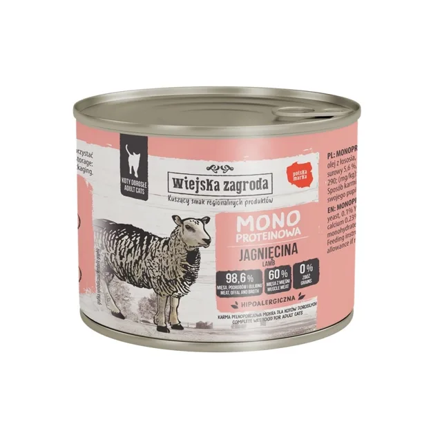 WIEJSKA ZAGRODA Monoproteinové jehněčí krmivo pro kočky 200 g