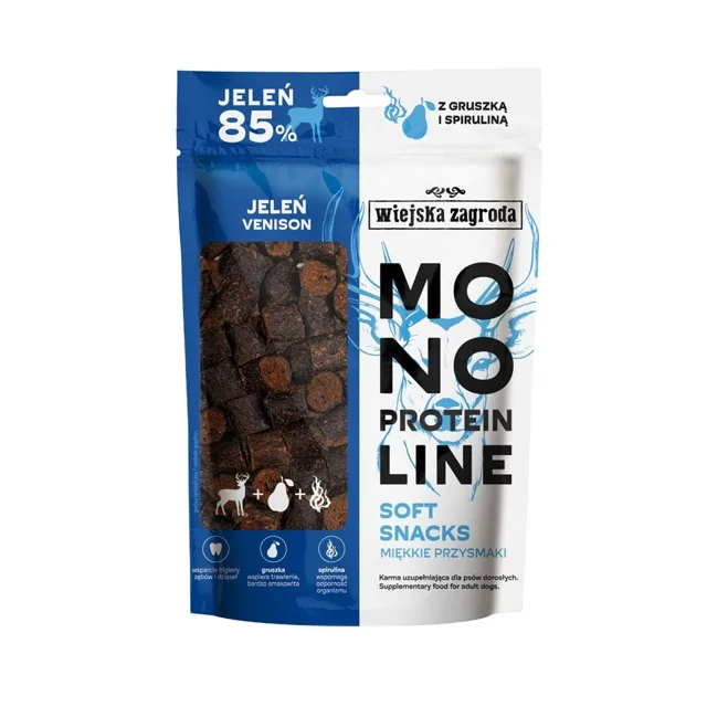 WIEJSKA ZAGRODA Monoproteinové jelení měkké pamlsky pro psy 115g