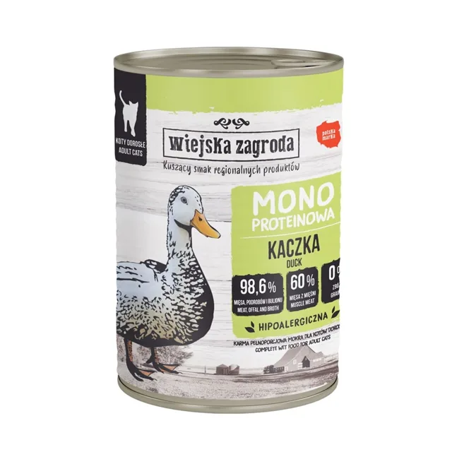 WIEJSKA ZAGRODA Monoproteinové kachní krmivo pro kočky 400 g
