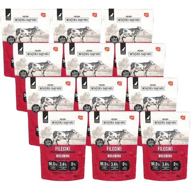 WIEJSKA ZAGRODA Monoproteinové krmivo Filetky Hovězí 12x280 g pro psy