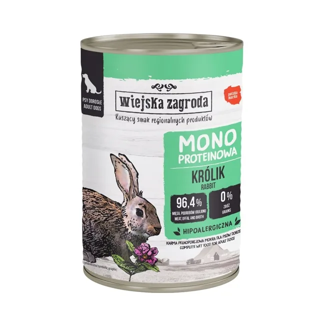 WIEJSKA ZAGRODA Monoproteinové krmivo pro psy s králíkem 400 g