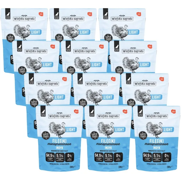 WIEJSKA ZAGRODA Monoproteinové krůtí filety 12x280 g mokré krmivo pro psy