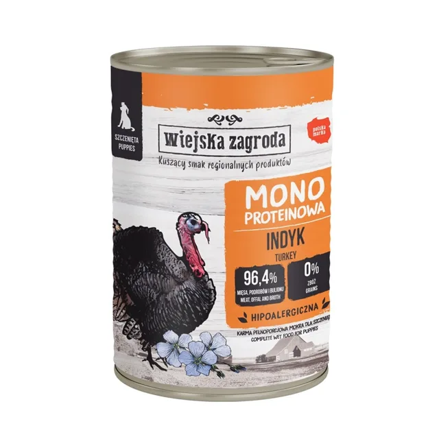 WIEJSKA ZAGRODA Monoproteinové krůtí krmivo pro štěňata 400 g